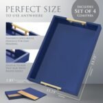 Navy Serving Tray Set with 4 Matching Coasters - Image 3