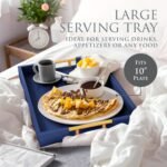Navy Serving Tray Set with 4 Matching Coasters - Image 6