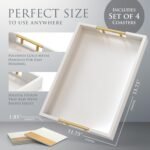 White Serving Tray Set with 4 Matching Coasters - Image 7