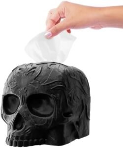 Dark Chic Collection: Black Skull Tissue Cover, Skull Serving Tray & Snake Signature Piece - Image 2