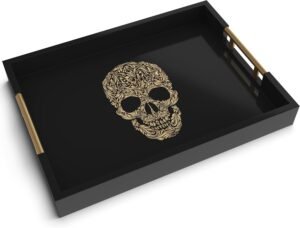 Dark Chic Collection: Black Skull Tissue Cover, Skull Serving Tray & Snake Signature Piece - Image 3