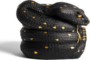 Dark Chic Collection: Black Skull Tissue Cover, Skull Serving Tray & Snake Signature Piece - Image 4