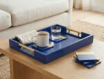 Navy Serving Tray Set with 4 Matching Coasters - Image 2