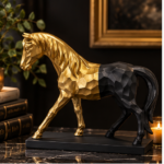 Golden Stride – Geometric Horse Sculpture - Image 2